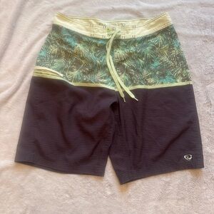 Wave Zone Tropical Print Palm‎ Tree Mens Board Shorts Size 32